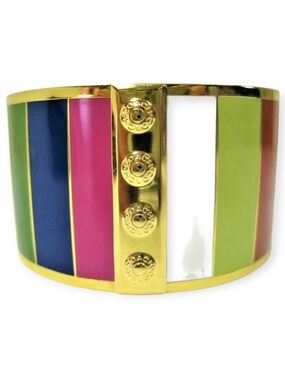 Coach 65th Anniversary Legacy Signature Gold Logo Wide Cuff Bracelet